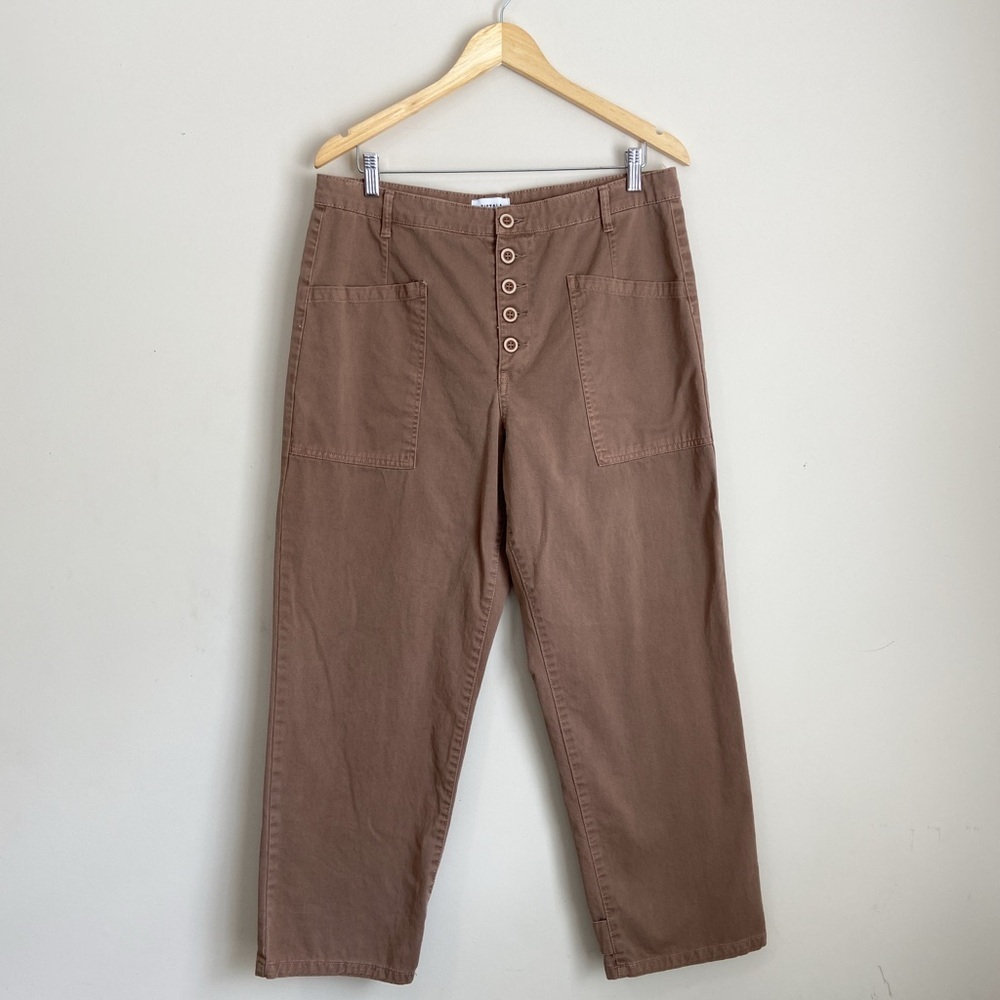 Pistola High Rise Cropped Ankle Brown Utility Trouser Pants